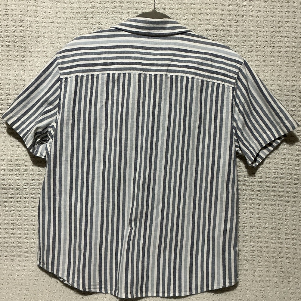 Goodfellow Linen Ticking Stripe Shirt Size XL Mens Preppy Coastal Button Up - Picture 2 of 5